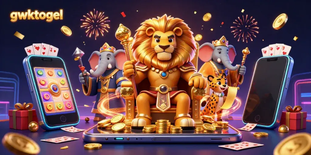 gwktogel memberikan tampilan menarik dengan raja singa dan elemen permainan togel yang dinamis.