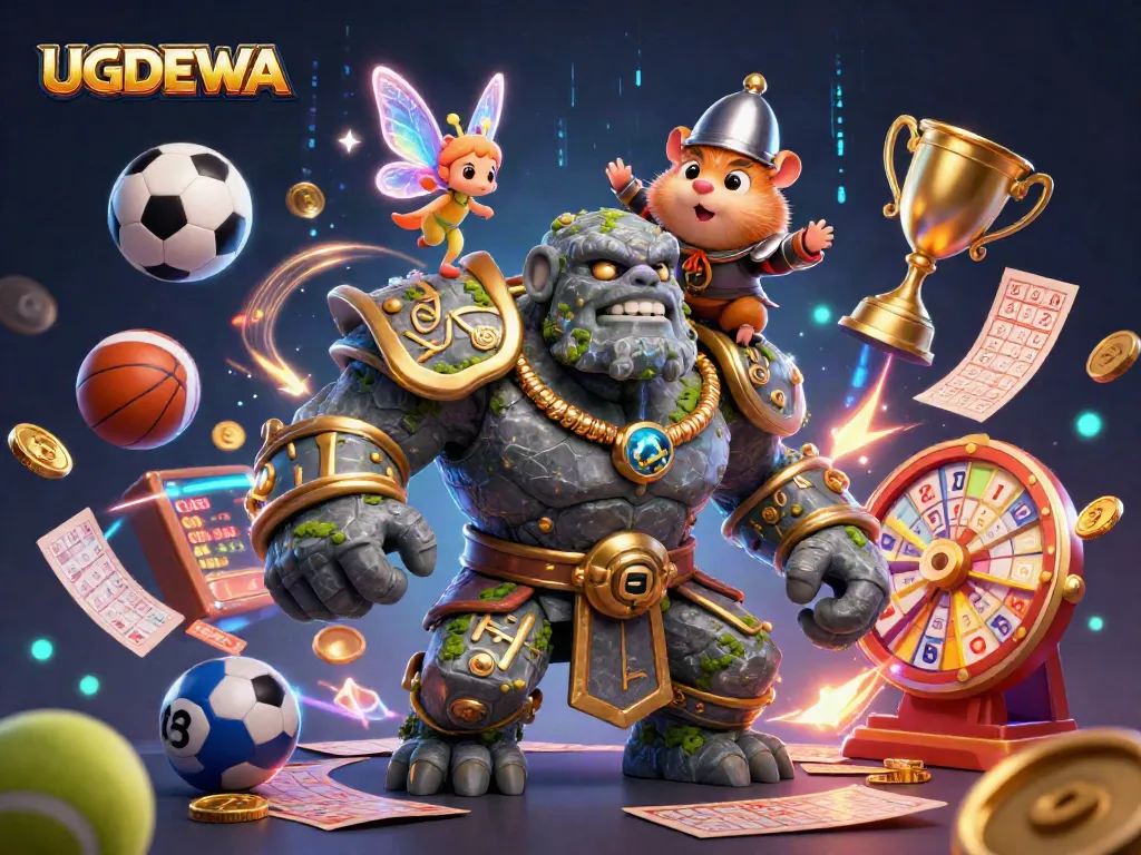 Engage with UGDEWA's vibrant lottery and gambling scene featuring dynamic characters and elements.