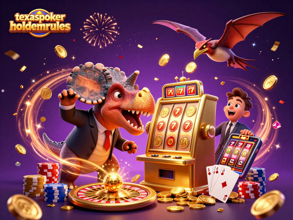 texaspokerholdemrules characters battling for jackpot coins in an exciting casino scene