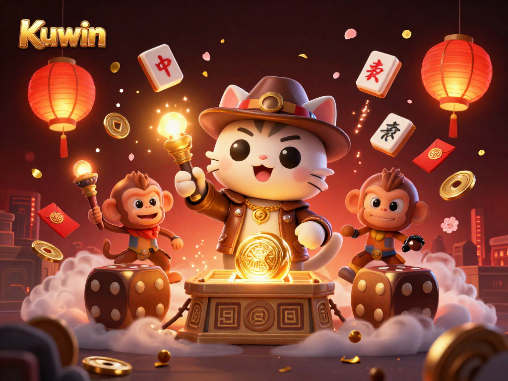Kuwin explorers uncovering treasures in an ancient casino setting filled with exciting game elements
