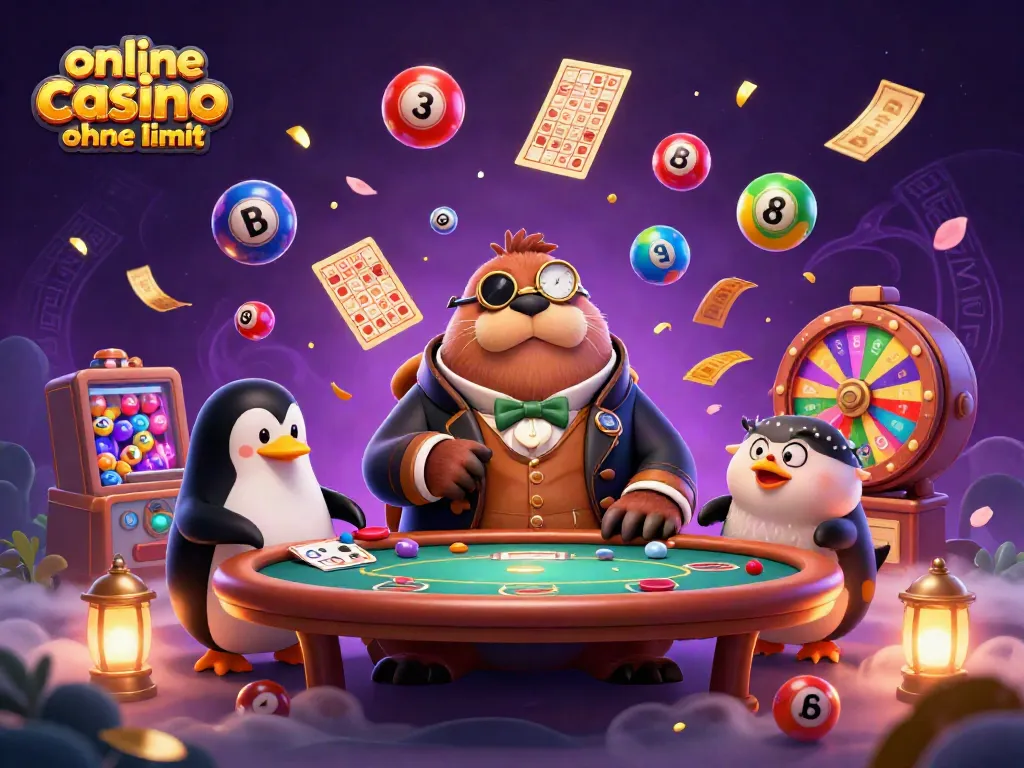 Experience excitement at an online casino ohne limit with playful walrus and penguin, infused with lottery elements.