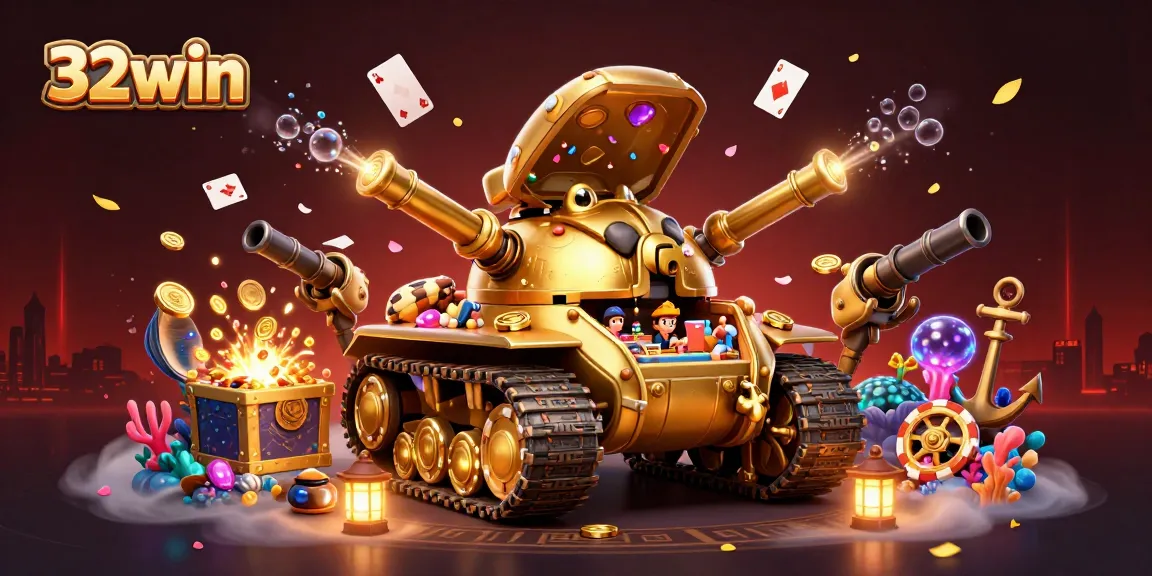 Experience exciting gameplay at 32win with a dynamic casino illustration featuring a colorful gaming scene.