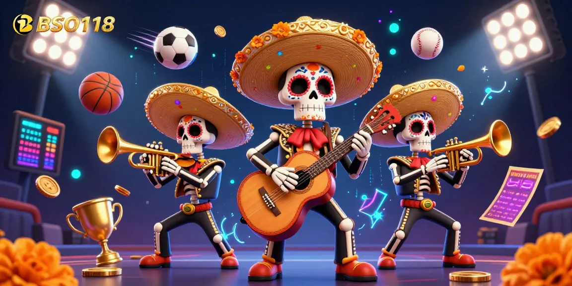 Engage with BSO118 in this vibrant casino scene featuring DOD mariachi skeletons.
