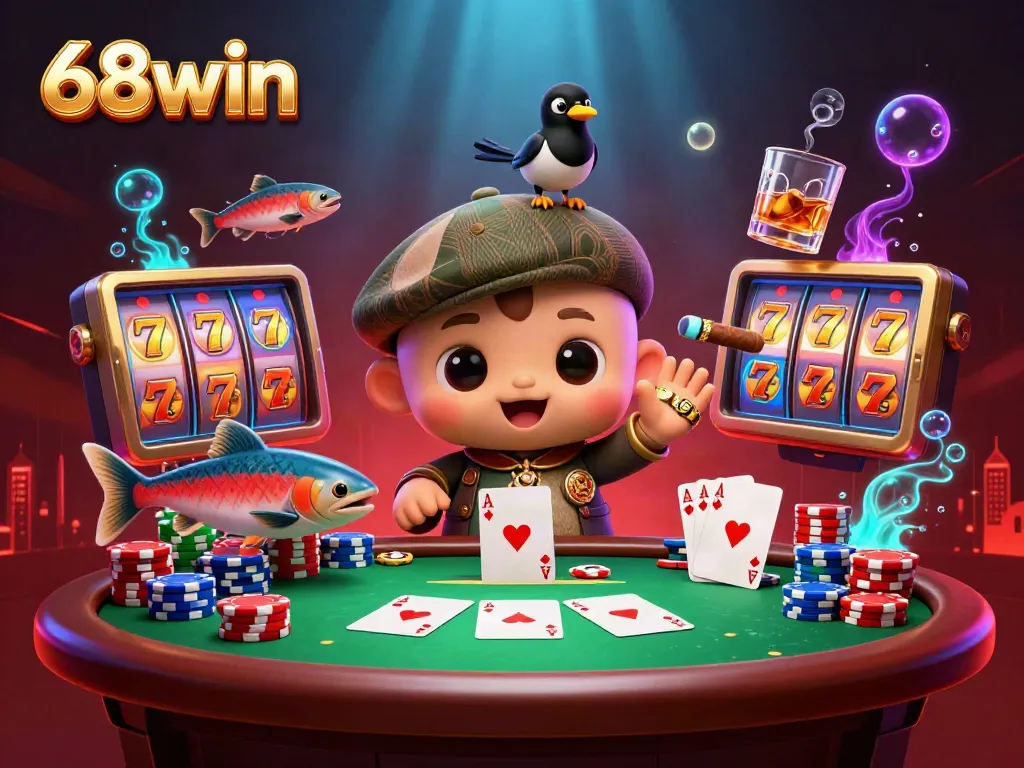 Experience the thrill of 68win with vibrant characters and dynamic casino elements in 3D.