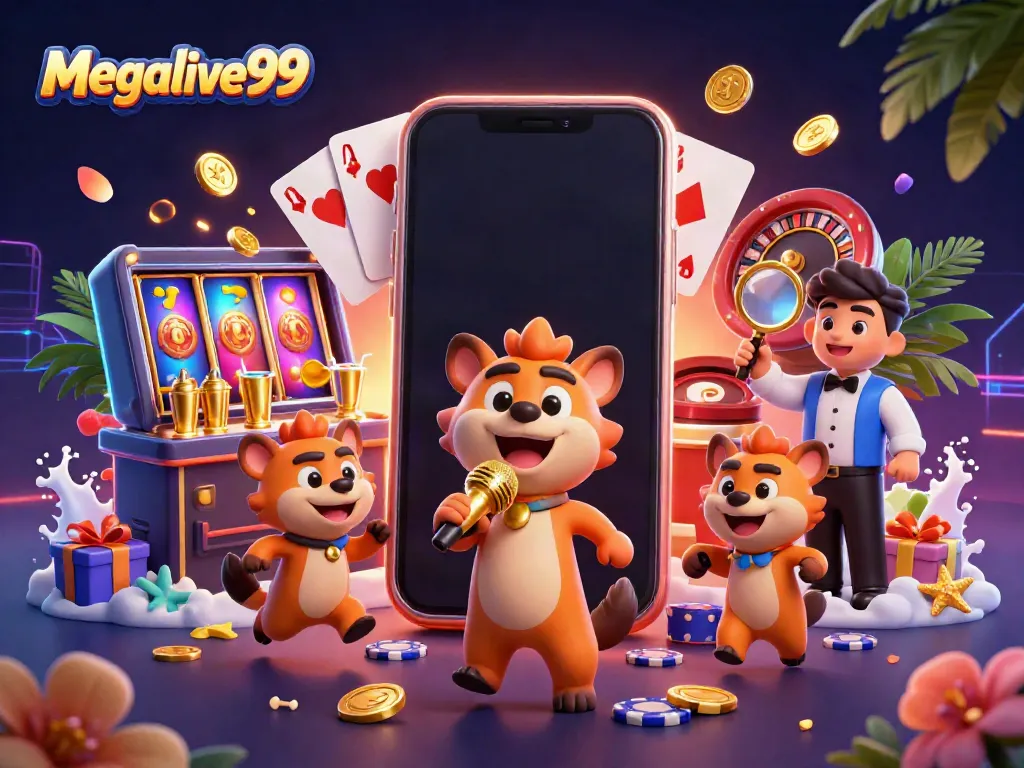 Megalive99 menghadirkan hyena kartun dalam kasino komedi dengan ciri khas dan elemen permainan slot.