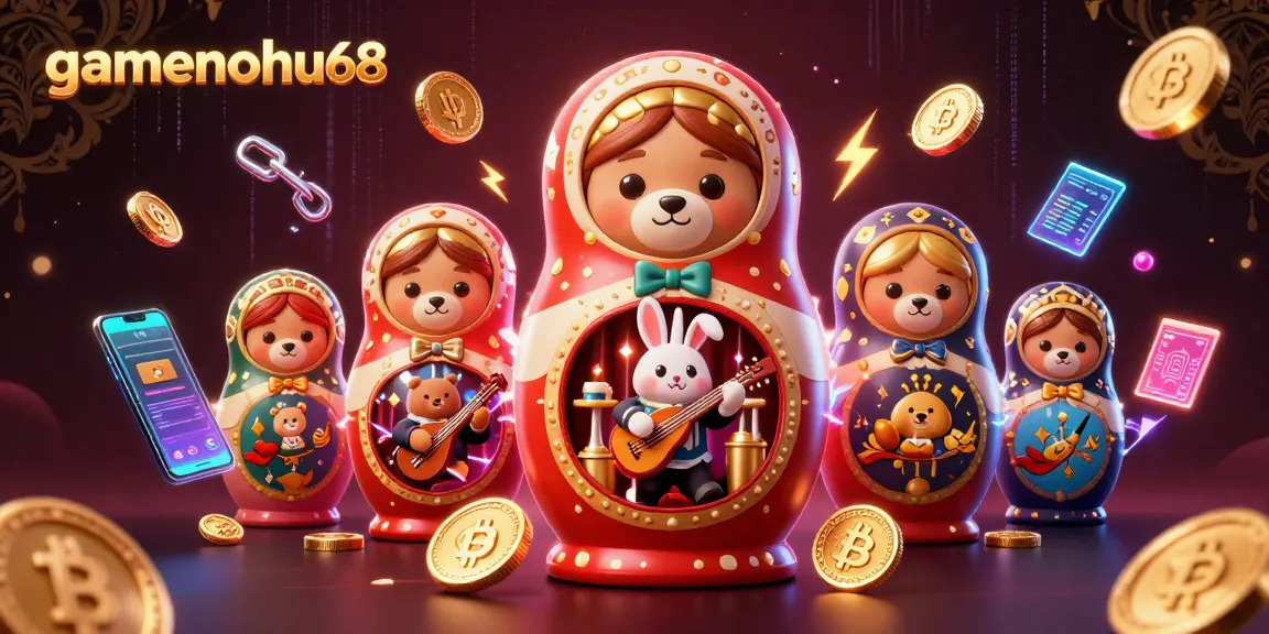 Engage with gamenohu68 as the colorful 3D digital casino scene celebrates animated gaming with crypto elements.