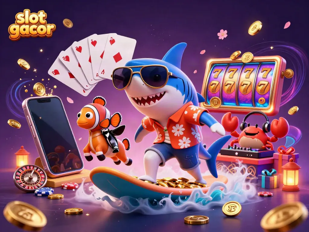 Experience thrilling action with slot gacor featuring vibrant characters amidst gold coins and dynamic casino elements.
