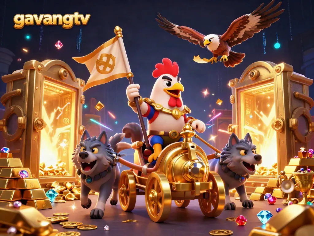 Experience the thrill of high-stakes gambling with gavangtv's dynamic casino visuals featuring a rooster warlord.