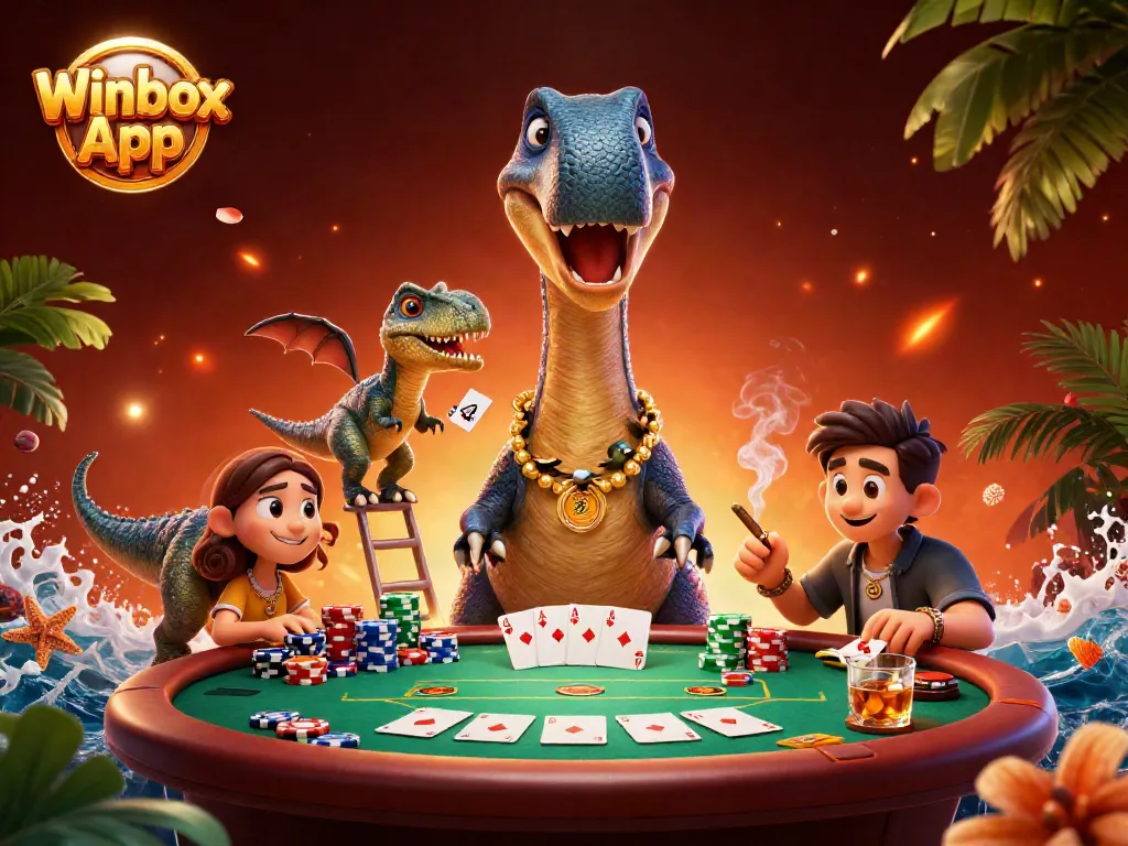 Engage with the thrilling Winbox App while enjoying a fantastical poker game scene.