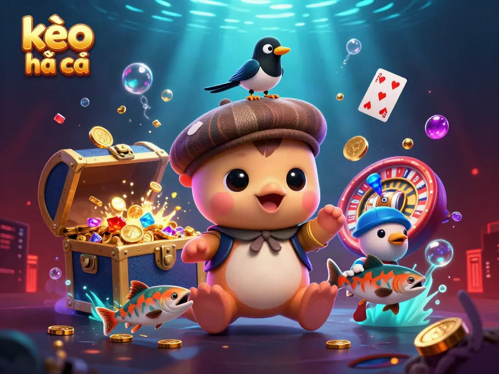 Engage with exciting kèo nhà cái experience featuring vibrant characters, colorful casino elements, and dynamic visuals.