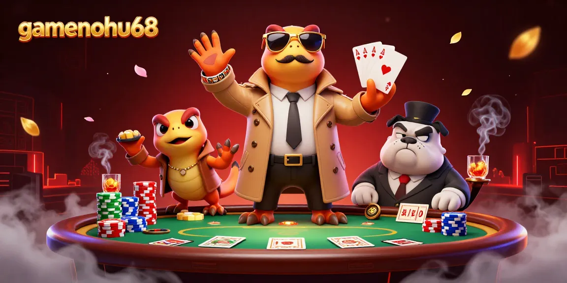 Raptors attempting entry as one tall figure in VIP casino lounge, highlighting gamenohu68's vibrant atmosphere.