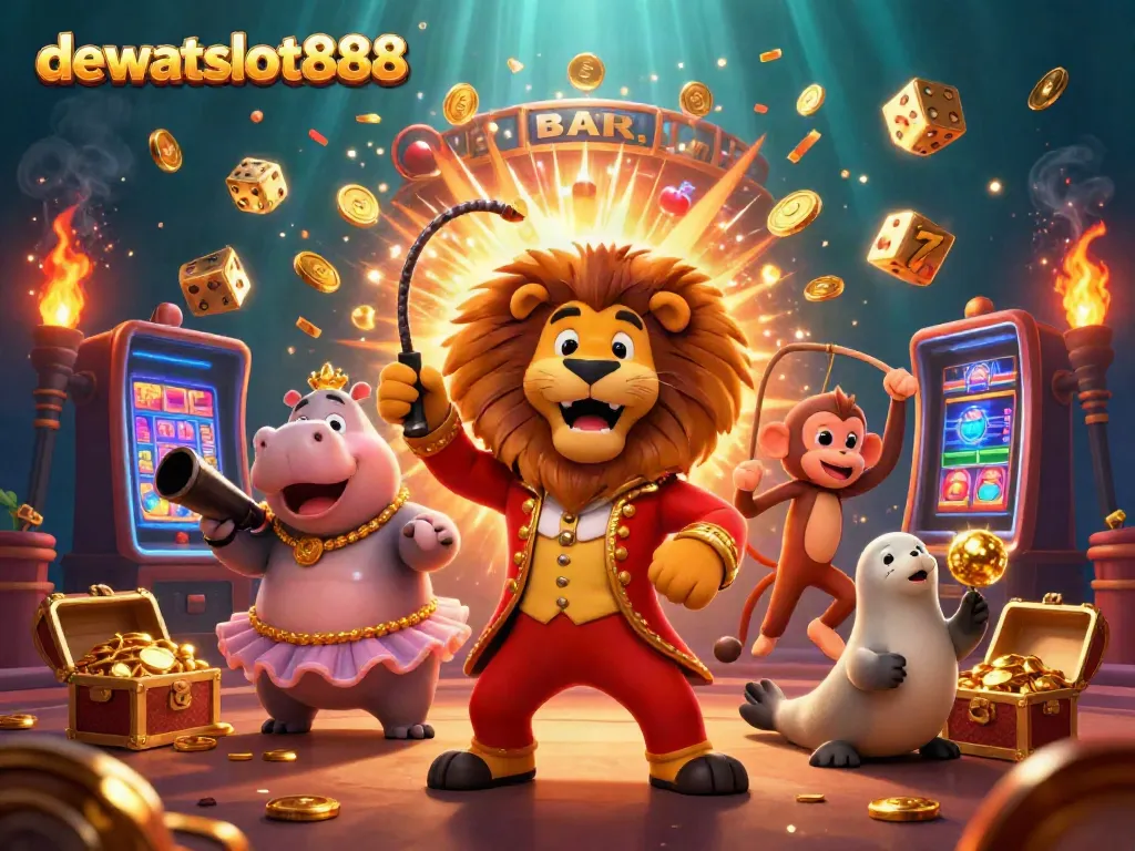 Permainan capsa susun offline di dewataslot888 dengan karakter kartun lucu dan simbol jackpot.