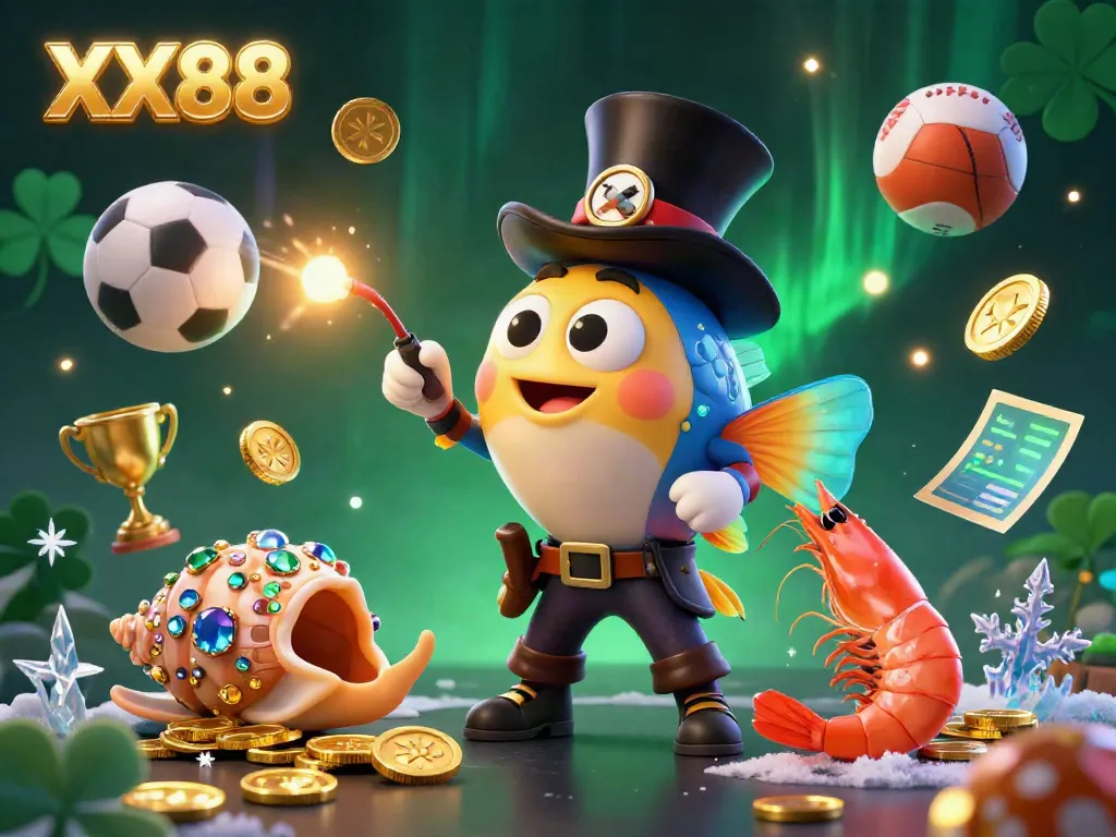 Join the fun at XX88 with a vibrant underwater casino scene full of gold coins and sports elements.