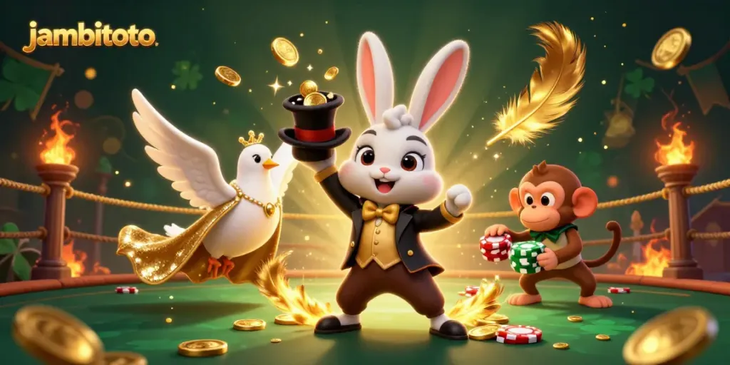 Experience the excitement of jambitoto as a magician rabbit conjures coins, highlighting thrilling online gaming.