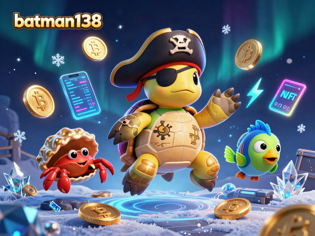 Engage in exciting gameplay with batman138, featuring animated characters and vibrant crypto elements.