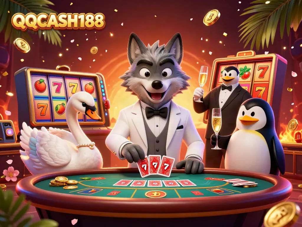 Experience the allure of QQCASH188 where excitement meets elegance in this stunning casino scene.