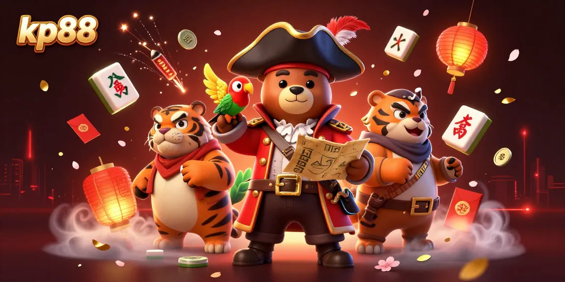 Experience thrilling action at kp88 with our lively 3D casino scene featuring golden coins and vibrant characters.