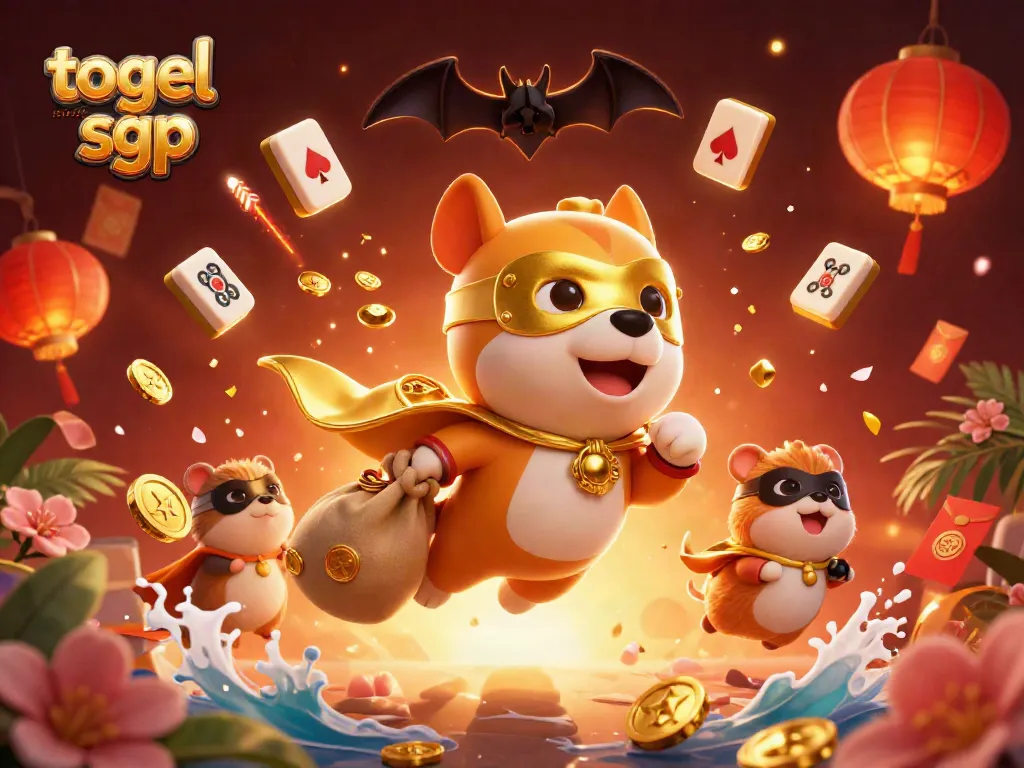 Menangkan togel singapore sgp dengan analisis lengkap dari superdog dan hamster di latar belakang kemewahan kasino.