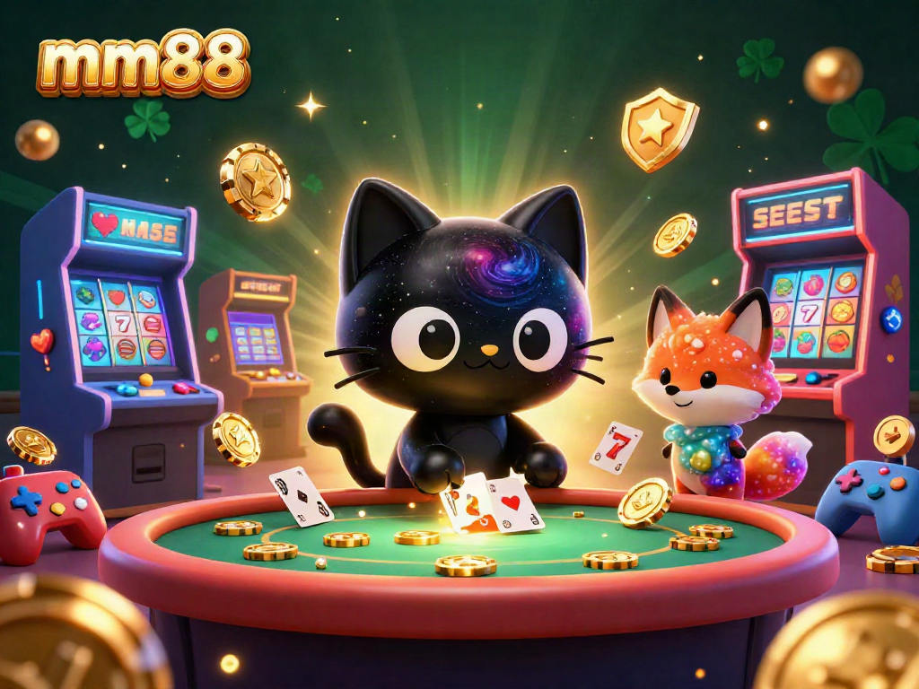 Join the cosmic fun at mm88 with a black hole cat and nebula fox as they pull in golden casino chips!
