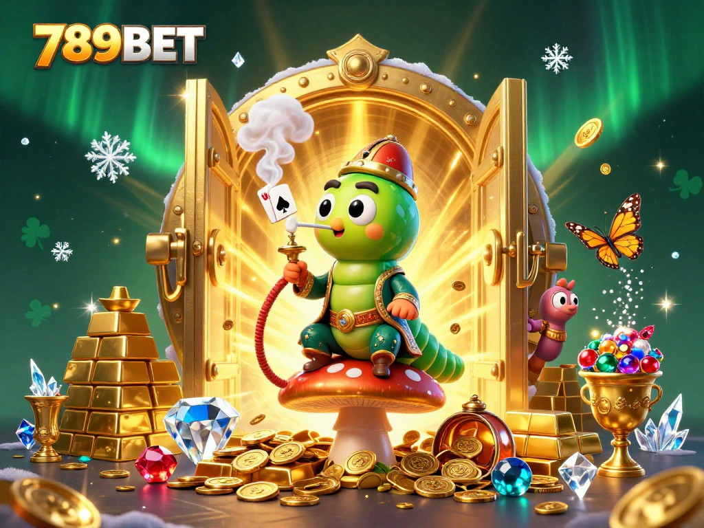 Experience thrilling gameplay at 789BET with colorful poker elements, golden treasures, and rich rewards.