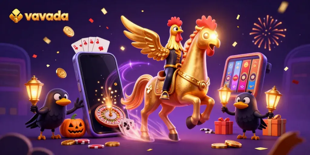 Experience the thrill of gaming at Vavada Casino with dynamic characters in a vibrant casino setting.