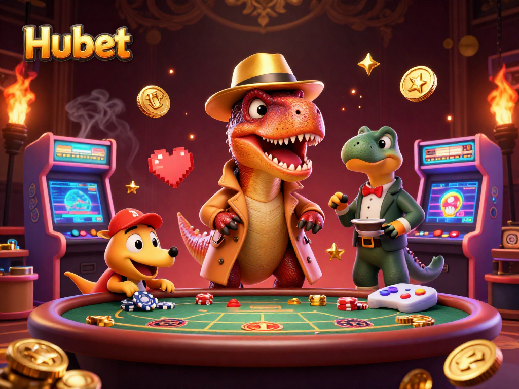 Experience the thrill of Hubet with a velociraptor card counter and a stegosaurus pit boss at a blackjack table.
