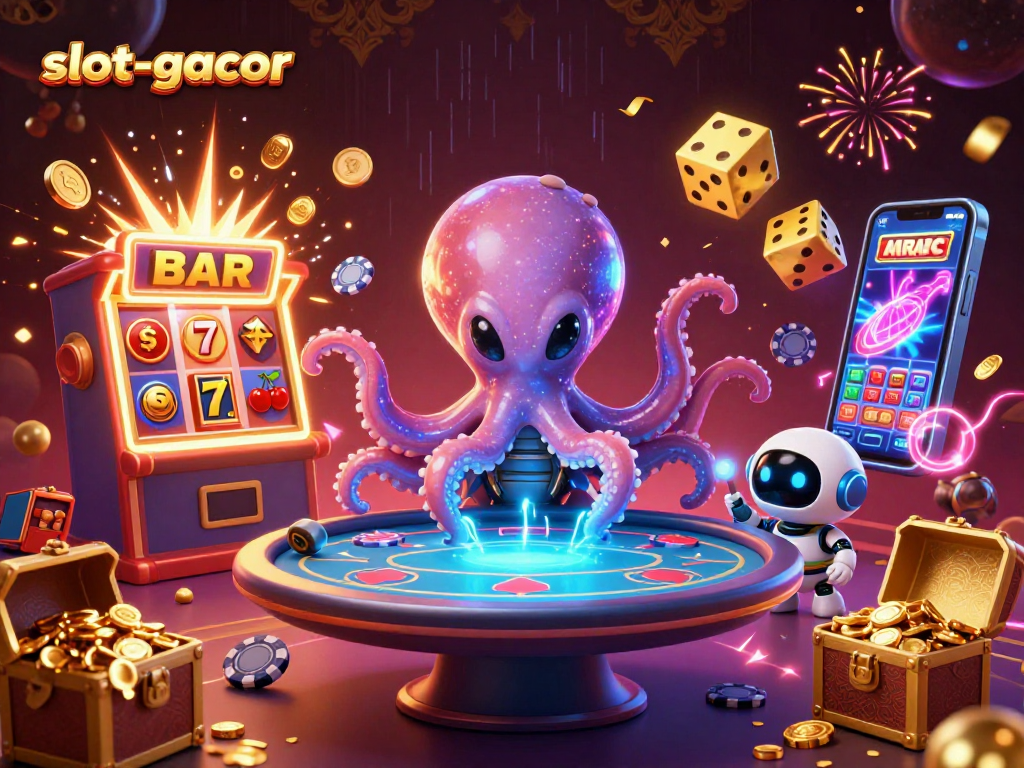 Experience the excitement of slot-gacor with vibrant characters and cosmic casino elements.