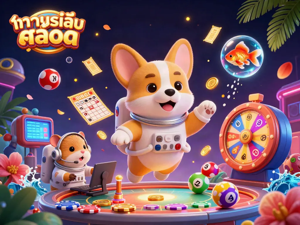 ทดลองเล่นสล็อต ในคาสิโนอวกาศที่มีตัวการ์ตูนดวงดาวและเต๋าลอยไปมา