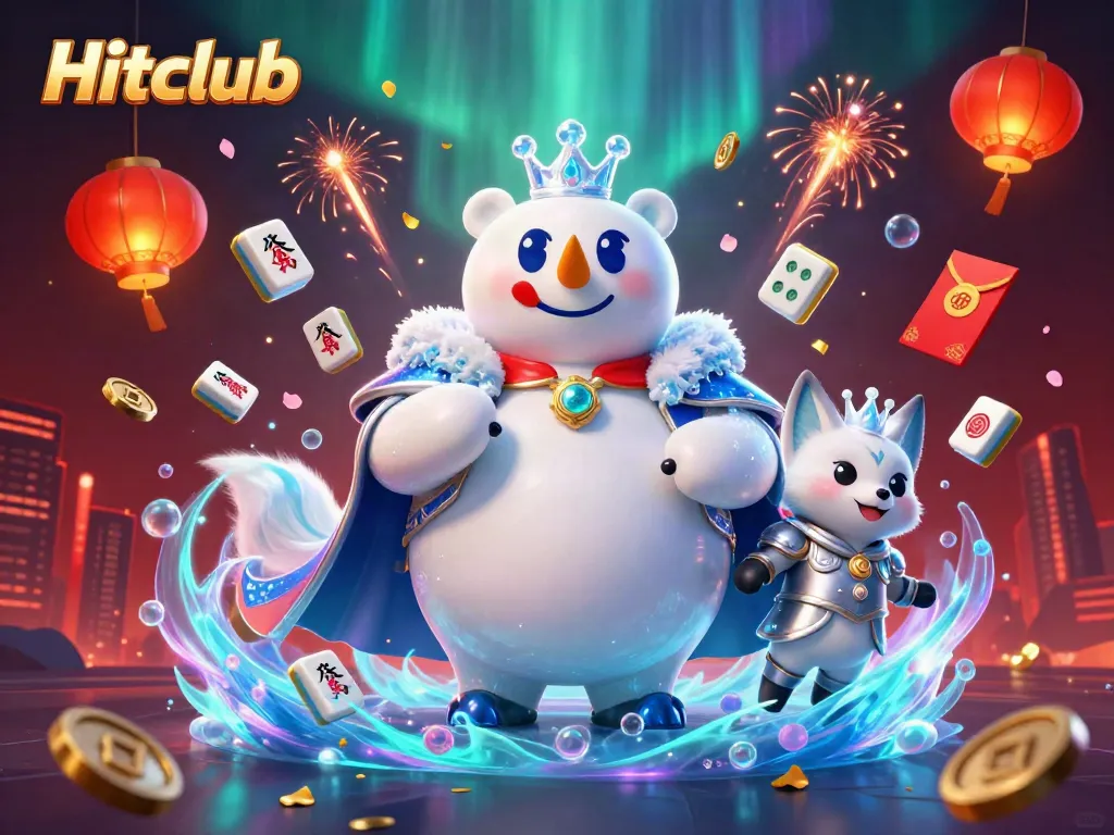 Hitclub captures thrilling casino moments with a 3D scene of dynamic characters and gaming elements.
