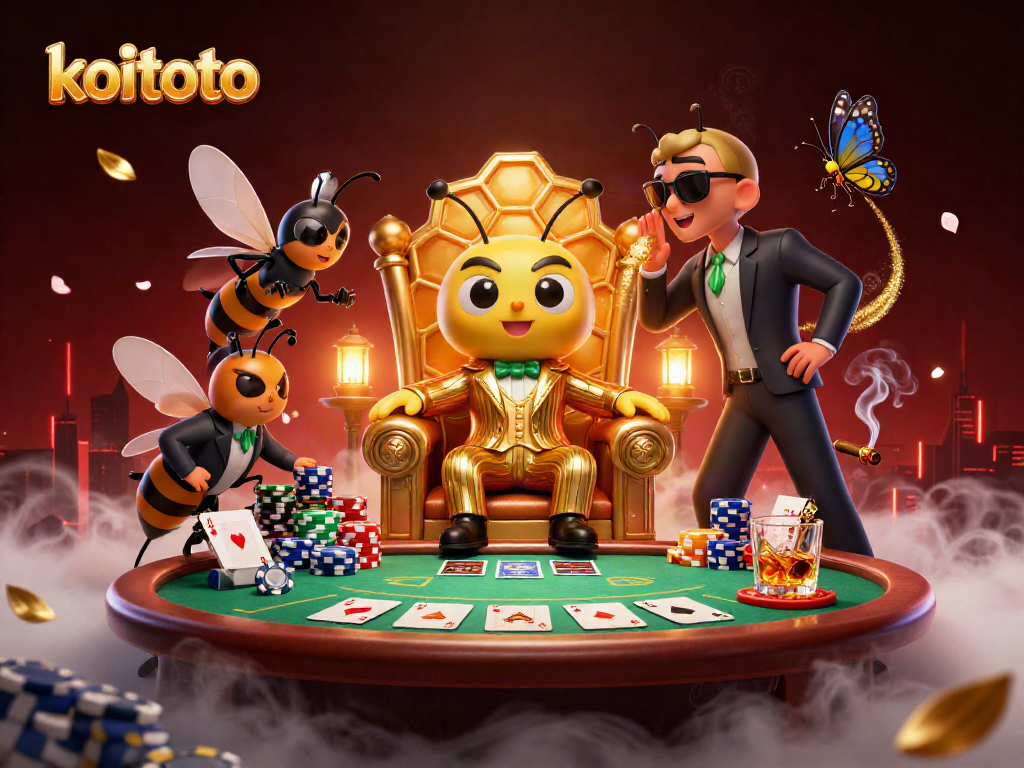Join the action at koitoto with a buzzing bumblebee mob boss at a poker table.