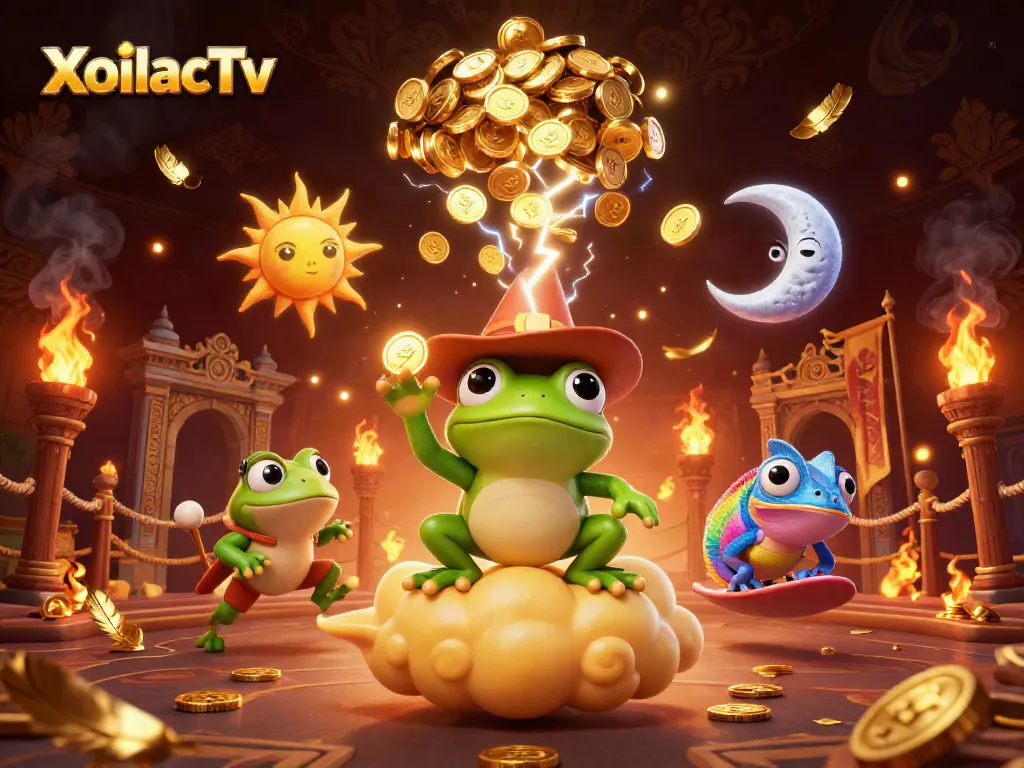 Engage in thrilling gameplay with XoilacTv, as the wizard frog conjures coins in a vibrant 3D realm.