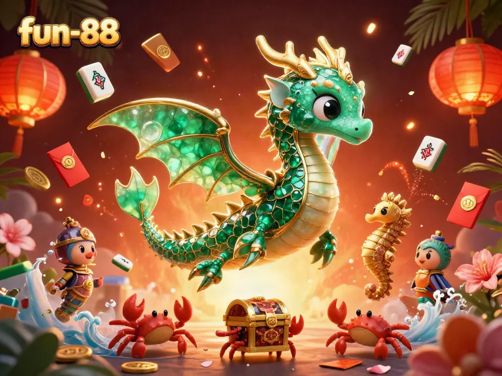 Experience exciting gameplay with fun-88 featuring a shimmering sea dragon and vibrant casino elements.