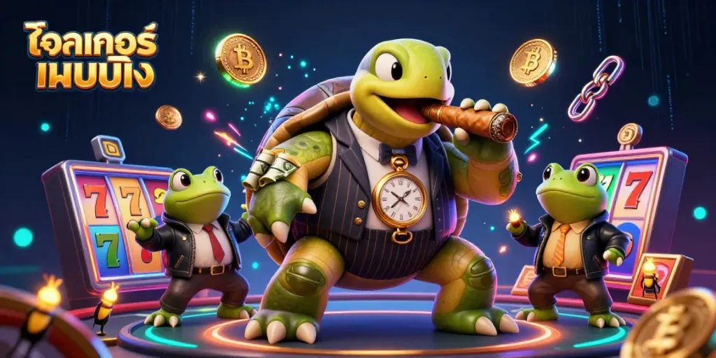 โจ๊กเกอร์เกมมิ่ง เล่นสล็อตออนไลน์กับเต่าที่แต่งตัวสุดสปอร์ตในคาสิโน