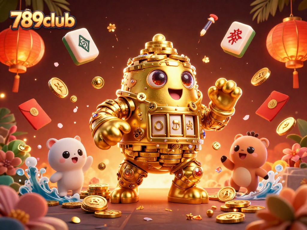 Experience the excitement of 789club with vibrant 3D casino-inspired artwork filled with game elements.