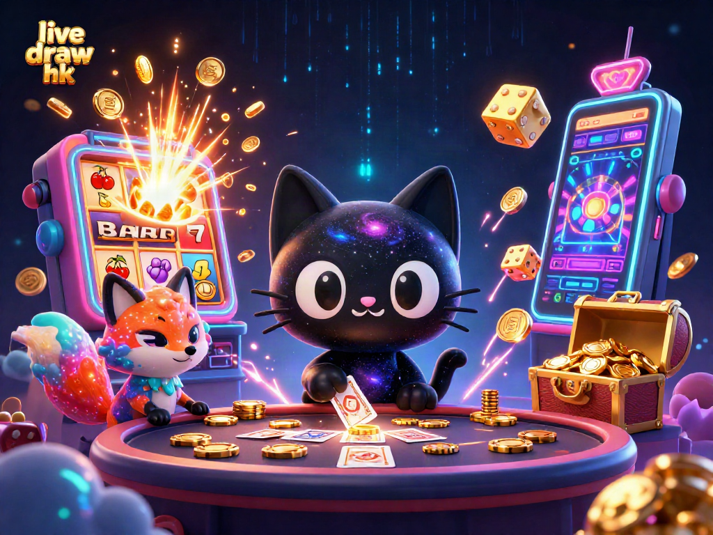 Experience live draw hk with cosmic energy as the black hole cat attracts golden chips and slots!