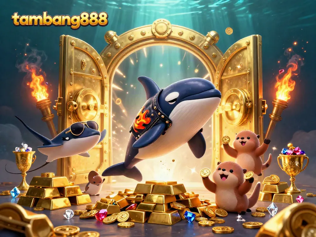 Prediksi jitu dari tambang888 dengan karakter kartun laut menggenggam koin emas