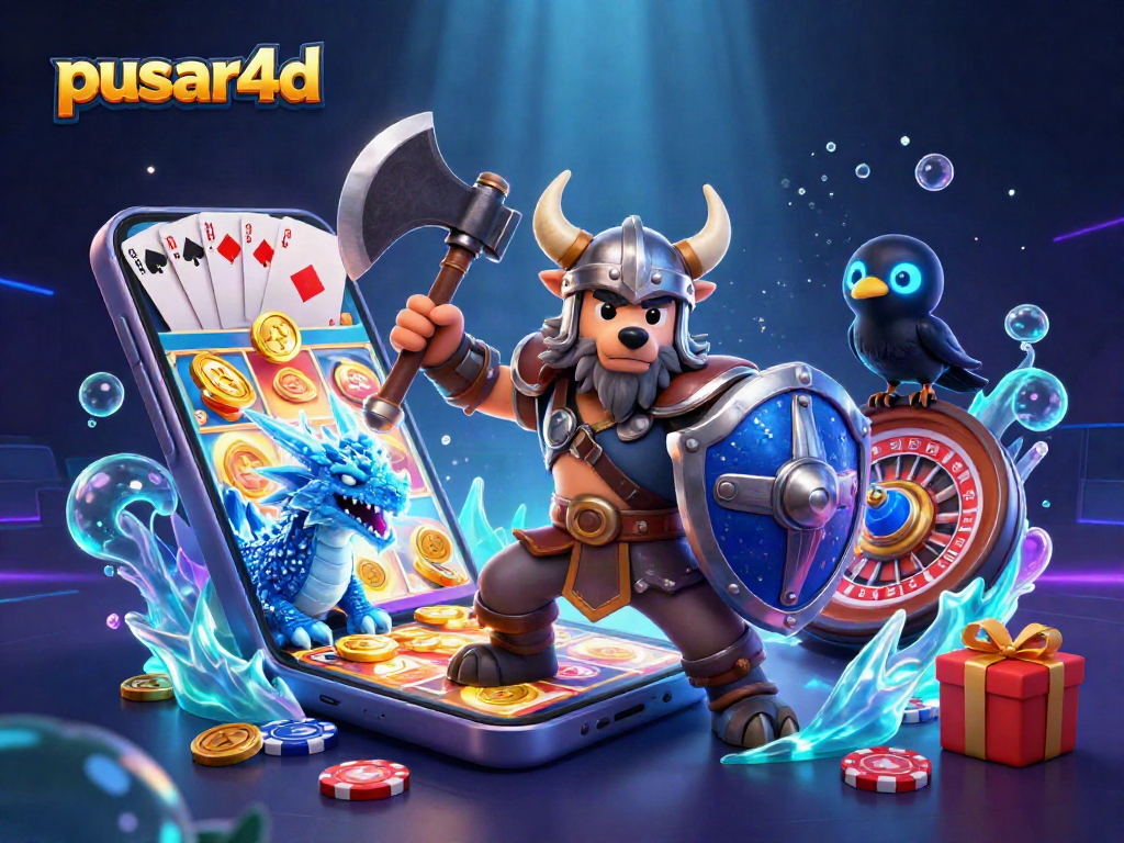 Permainan slot di Pusar4D menghidupkan gulungan berputar dan koin emas yang berkilau.