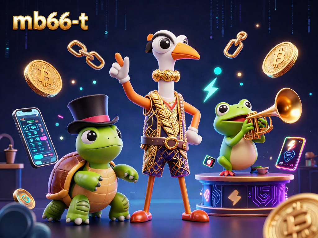 Engage with mb66-t featuring an exciting 3D casino illustration of vibrant characters and crypto elements.
