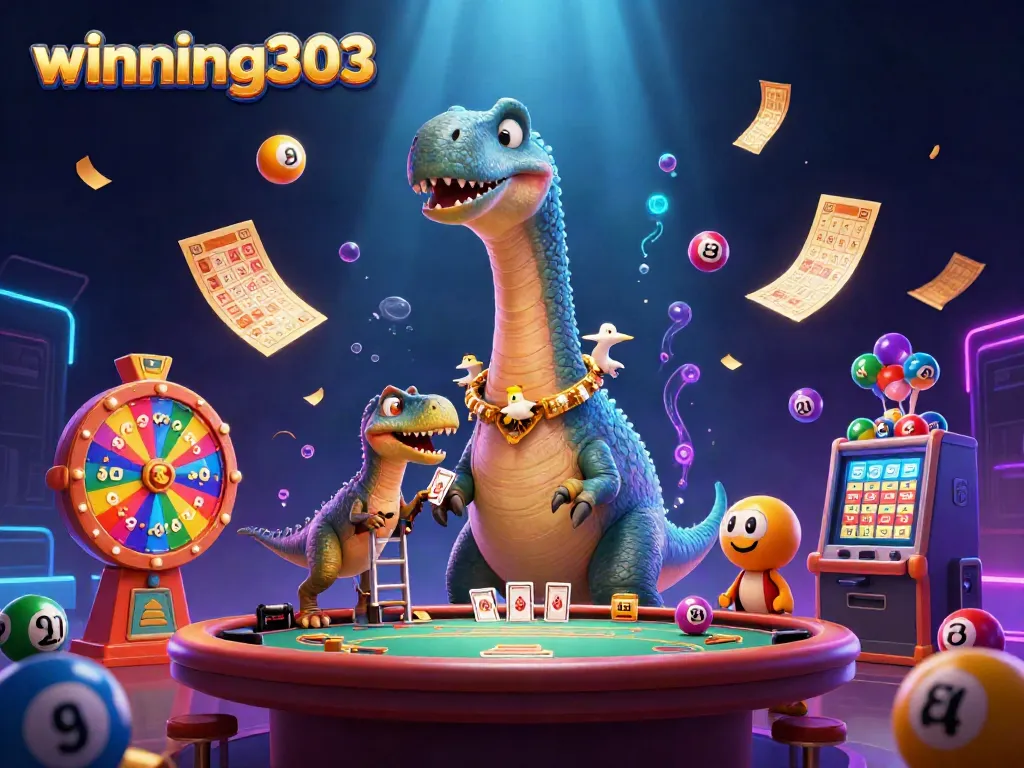 Take a gamble with winning303 as a dinosaur dealer astonishes players at a lively poker table.