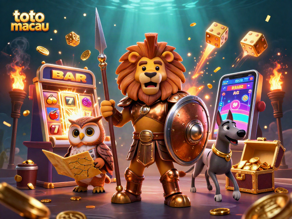Toto Macau showcases a vibrant 3D cartoon casino scene with engaging characters and dynamic gaming elements.