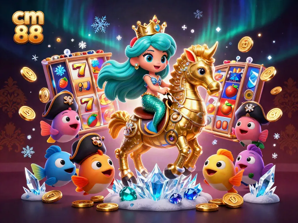 Engage in thrilling gameplay with cm 88's vibrant casino scene featuring a mermaid princess and lucky slots.