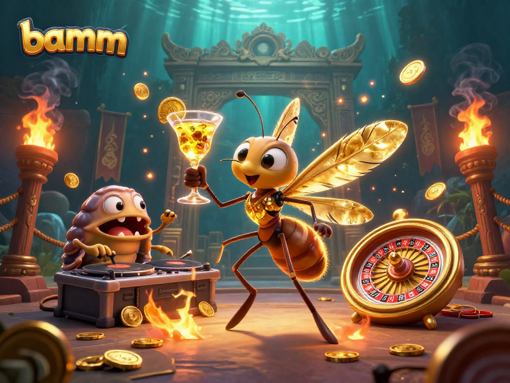 Experience thrilling gameplay at bamm with the lively casino mascot and dynamic DJ in a vibrant 3D scene.