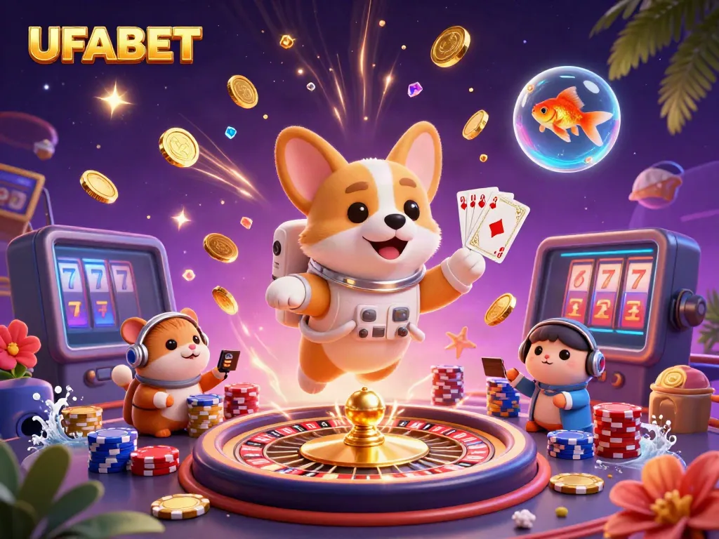 Experience UFABET's exciting online gaming with vibrant characters and casino action.