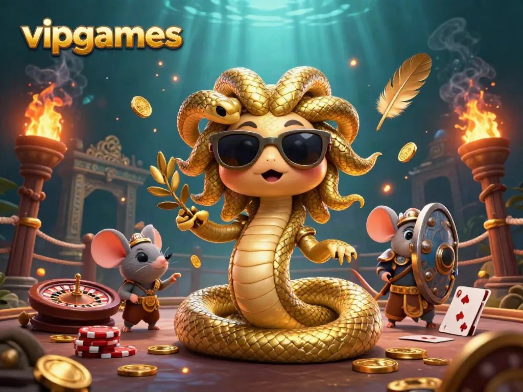 Experience thrilling gameplay with vipgames in this vibrant casino-themed illustration showcasing card games and betting elements.