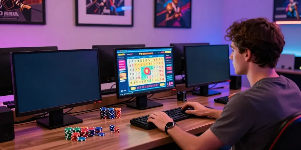 Engaged player at home exploring toto togel options on a laptop