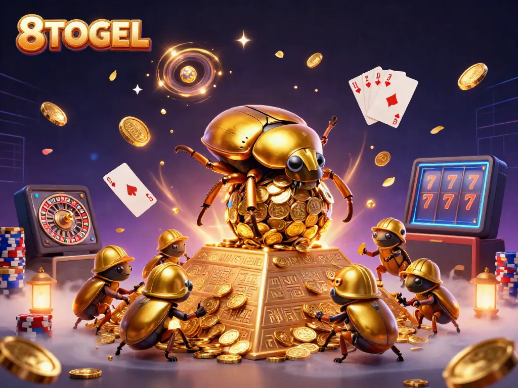 Menangkan jackpot di 8TOGEL dengan beetle emas yang menggulingkan koin emas!