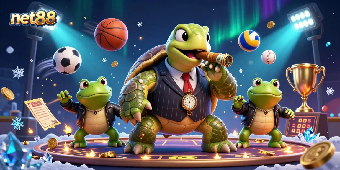 Watch net88 players cheer as the turtle bets big in this lively casino scene.