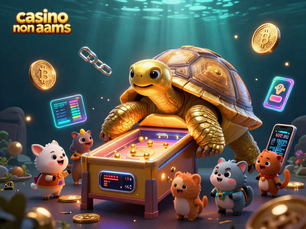 Gioca nei casino non AAMS con tortuga d'oro e macchine a pinball in un'ambientazione vivace.
