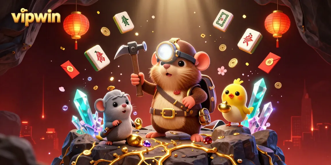 Join the action at vipwin with a treasure hunter mole exploring a vibrant casino cave.