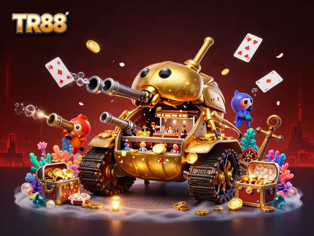 Experience thrilling gameplay at TR88 with a golden casino beetle showcasing vibrant treasures and dynamic gaming elements.